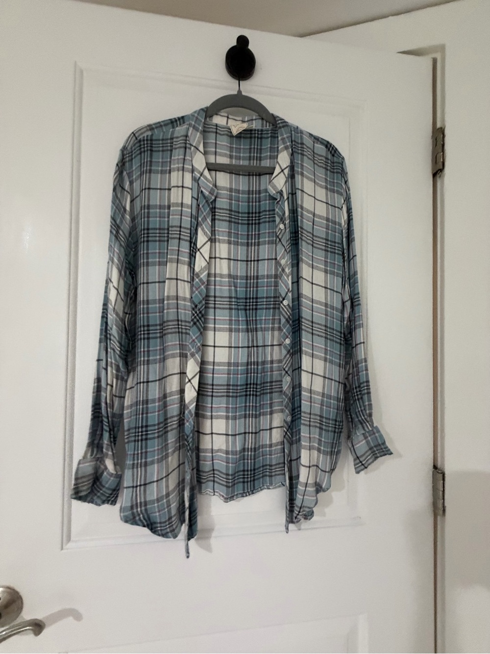 Blue Plaid Women's Open-Front Shirt